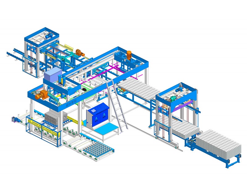 Full servo brick/block stacking machine with packing machine